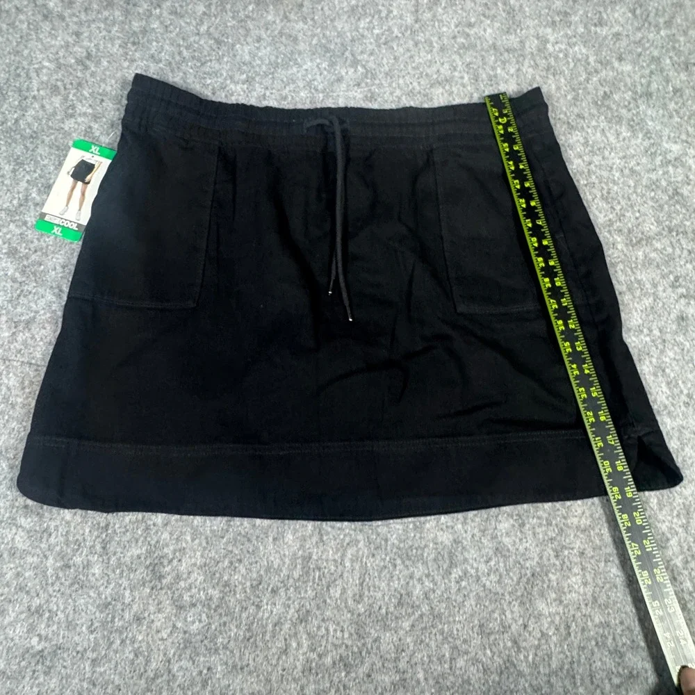 32 Degrees Cool Womens Black Cotton Skort XL Elastic Drawstring Waist Pockets